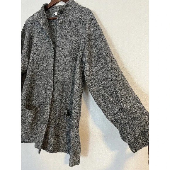 Pure J Jill Jacket Women’s L Large Gray Rayon Wool Snap Front Mandarin Collar - Picture 2 of 8
